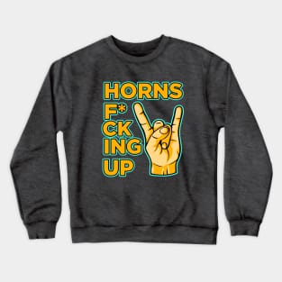 Horns f*cking up hand rock and roll vintage art Crewneck Sweatshirt